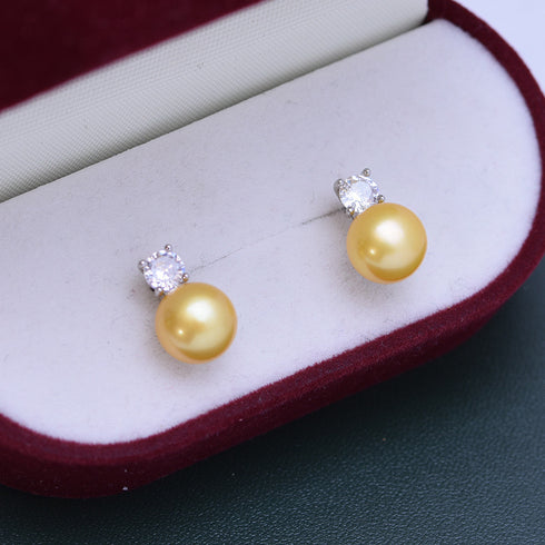 Sasha Button Freshwater Pearl Stud Earrings Different Colors - House Of Pearls